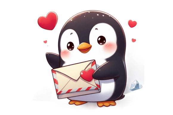Download Penguin Valentine Mail with Heart - Premium Resources