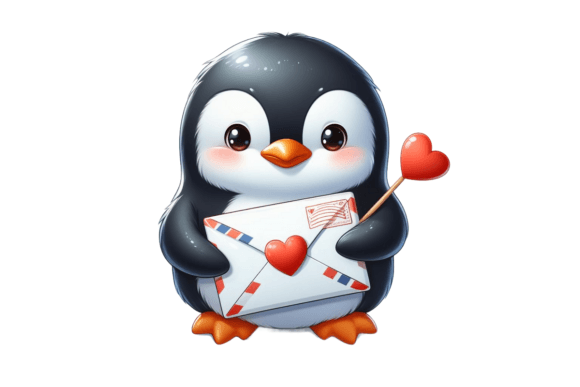 Download Penguin Valentine Mail with Heart - Premium Resources